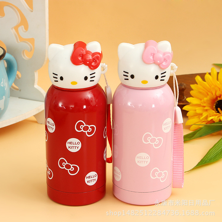 KT kitten head vacuum flask, cartoon por...