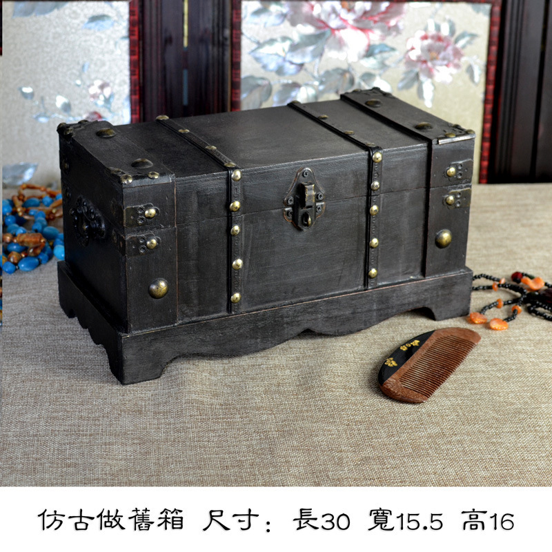 古典仿古木箱复古箱子百宝箱收纳盒老式箱摄影道具复古风收纳盒