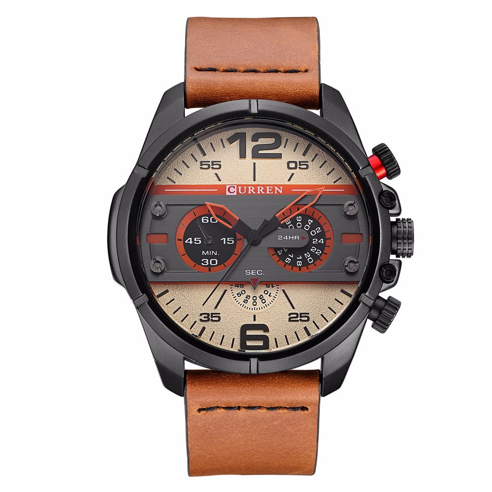 Men's Quartz Leather Strap Watch 4