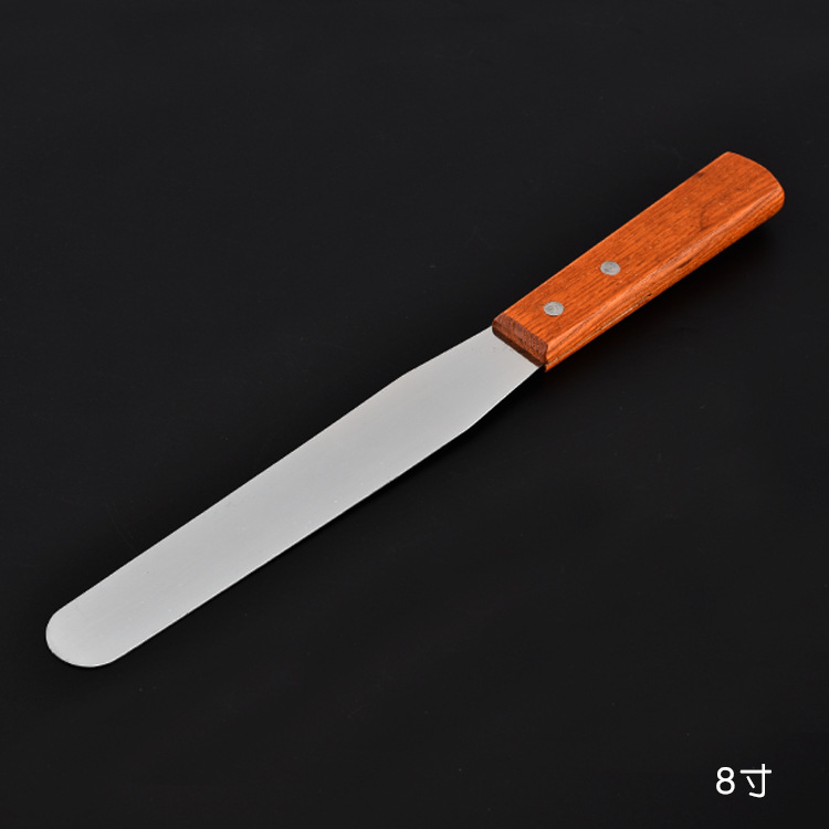 厂家直供6/8/10寸直抹刀木柄奶油吻刀烘培用具蛋糕面糊刮刀