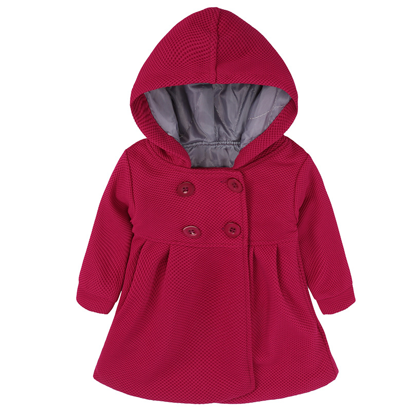 New Baby Toddler girls spring winter Horn Button Hooded Coat Outerwear