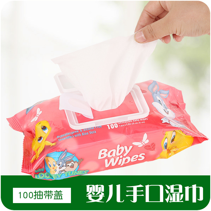 100抽婴儿手口湿巾带盖 新生宝宝湿纸巾家居生活日用品批发482