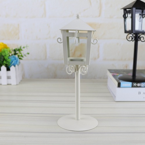 8135 street lamp kiosk candle holder, iron art wedding creative home crafts, European pastoral glass decorative wind lamp