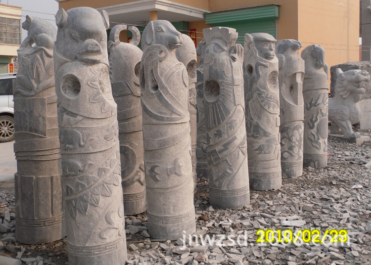 寺庙七石柱厂家 庙宇3米石材经憧图片 石刻龙纹罗马柱价格