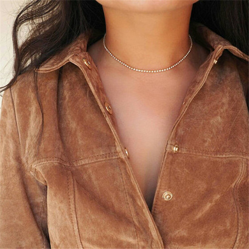 Amazon European and American-style jewelry: Ins bellahadid-inspired zircon-studded sparkling choker necklace – clavicle-length chain.