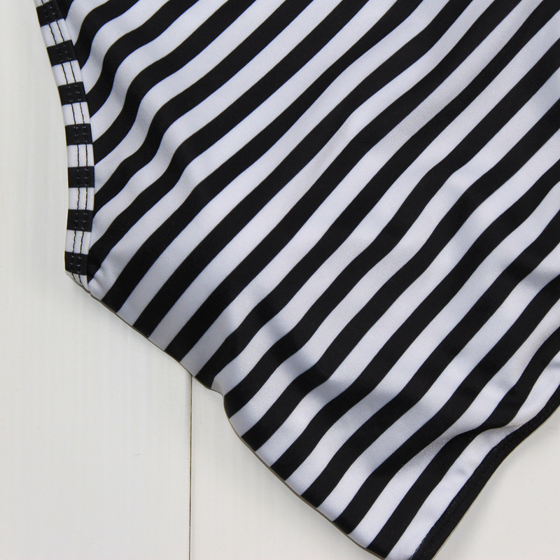 black and white striped swimsuit sports bikini  NSHL39143