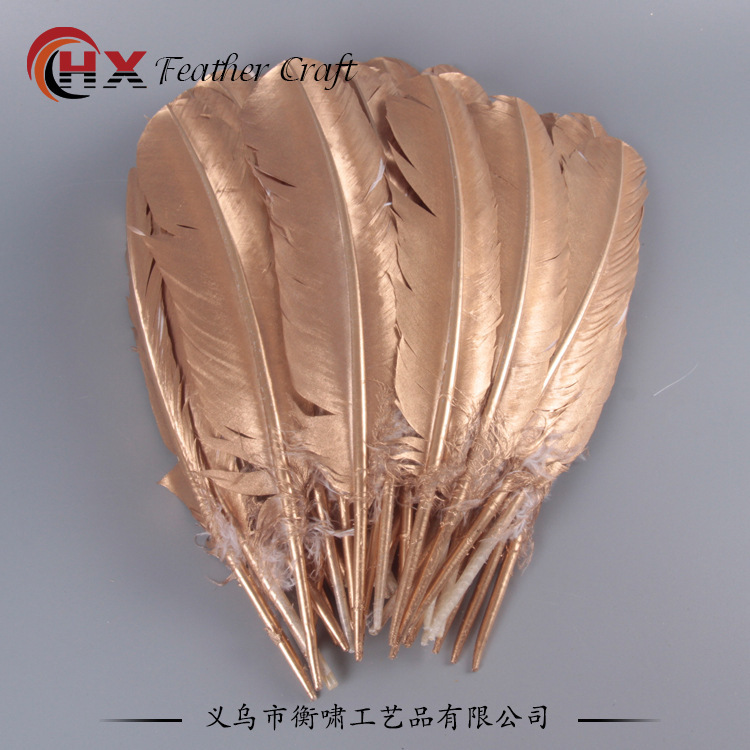 Factory wholesale DIY turkey nest Feather Spray gold silver feather 28-32cm big feather