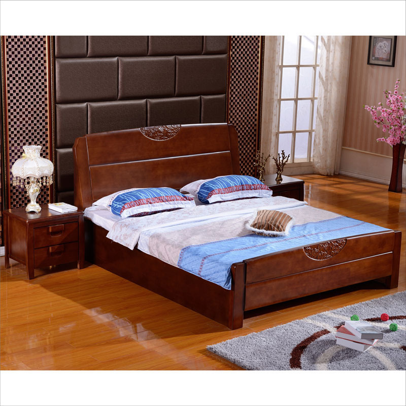 Solid wood bed logs Chinese bed Double bed box bed bed child bed single bed 1.5 m 1.8 meter wedding bed