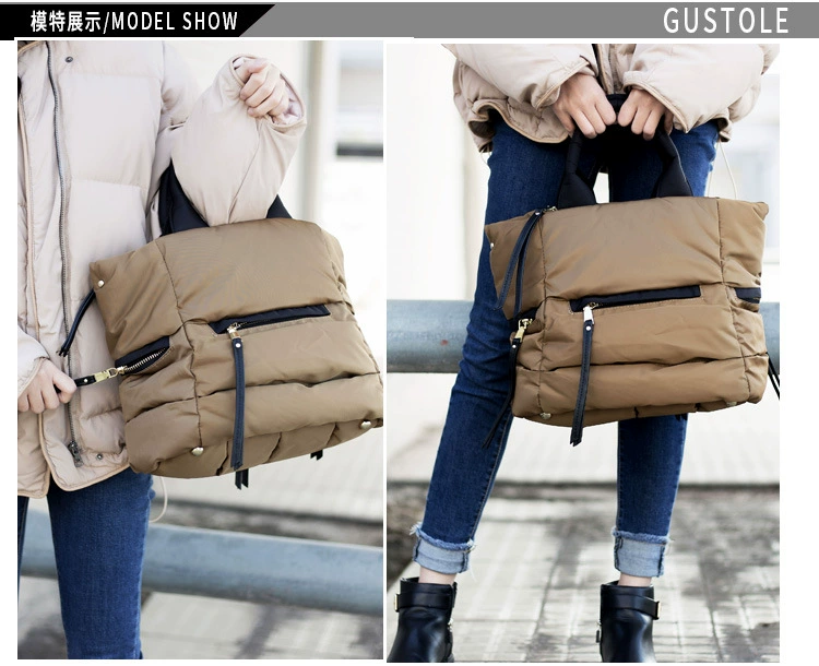 Winter Space Cotton Soft Down Feather Padded Shoulder Bag for Women 2022 New Casual Ladies Crossbody Bags Travel Handbag