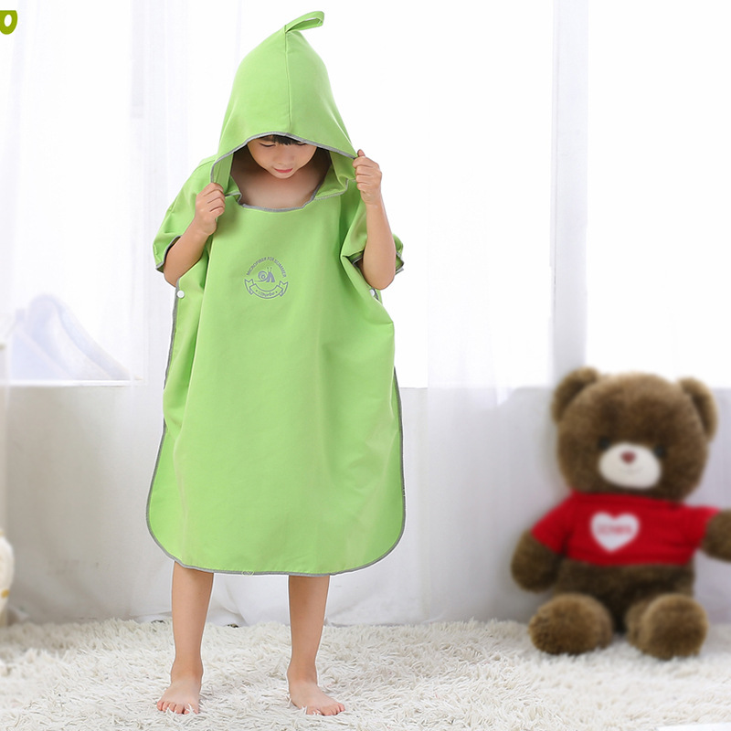 兒童浴巾鬥篷帶帽寶寶速幹遊泳浴袍吸水旅行沙灘毛巾海邊換衣披風