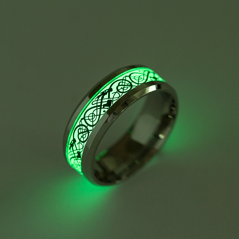 Fashion Luminous Dragon Pattern Stainless Steel Ring Wholesale display picture 5