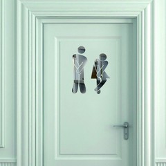 Fashionable removable mirror wall stickers 3D bathroom mirror wall stickers Bar toilet men and women signs