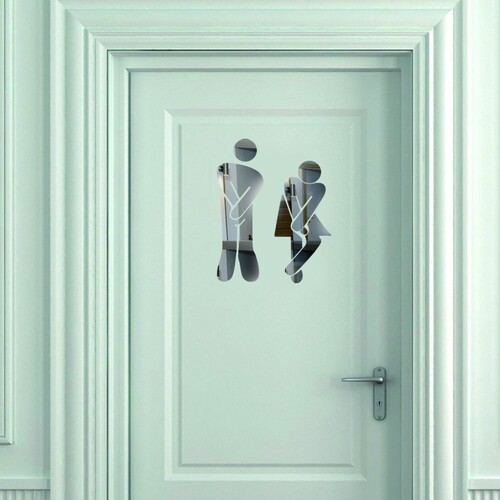 Fashionable removable mirror wall stickers 3D bathroom mirror wall stickers Bar toilet men and women signs