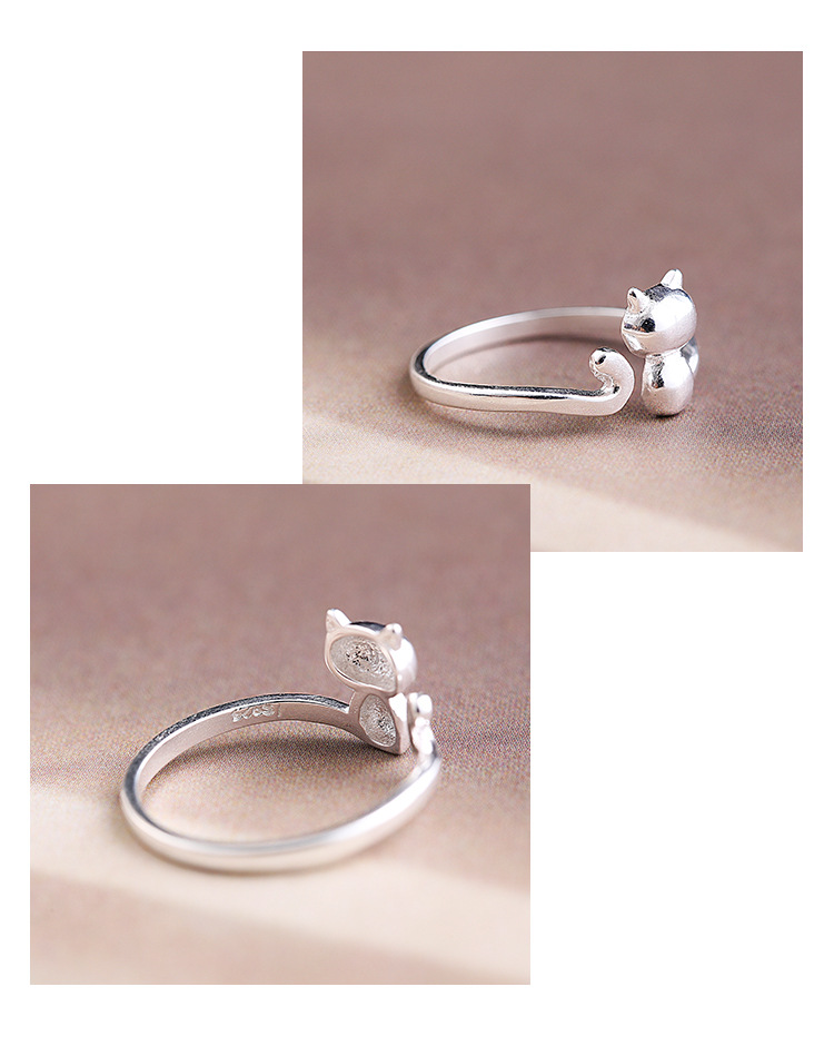 Cute Creative Small Animal Cat Open Copper Ring display picture 4