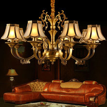 阿燈歐式全銅吊燈飾創意美式復古典客廳卧室餐廳8頭銅吊燈罩9252