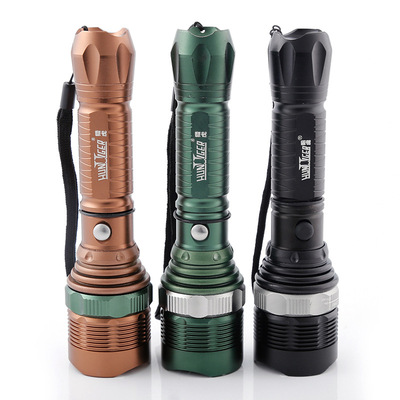 猎虎强光手电 led 充电调焦 远射骑行 防身 防水户外手电筒现货