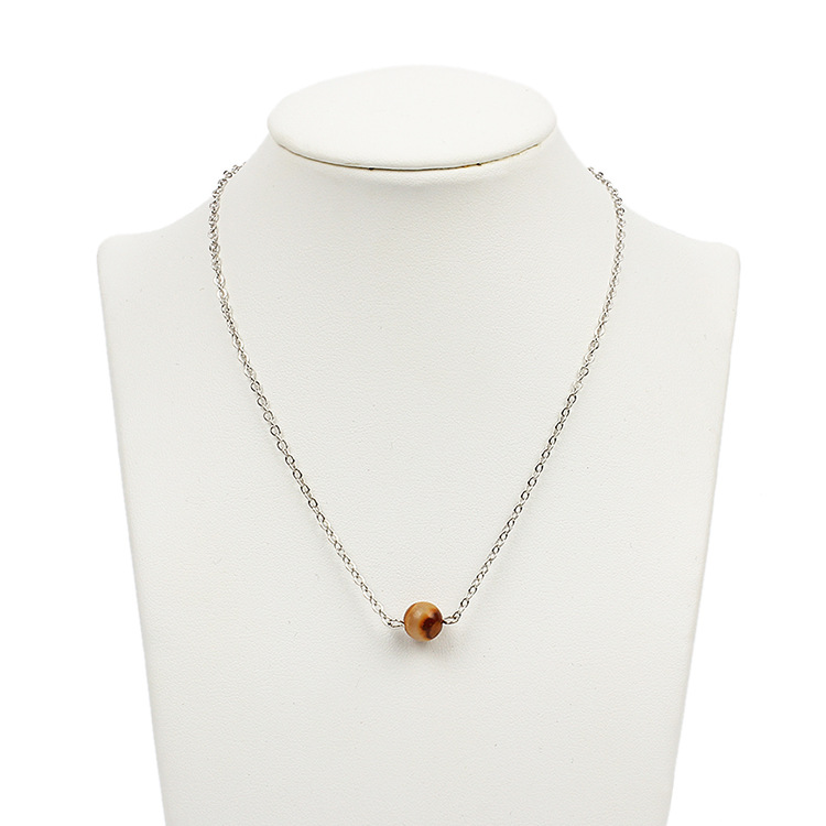 3g Weight Necklace Classification Geometric Pattern Women'S Gender Simple Style Style Gold, Silver Color Fashion All-match Turquoise Beads Pendant Short Clavicle Necklace 2
