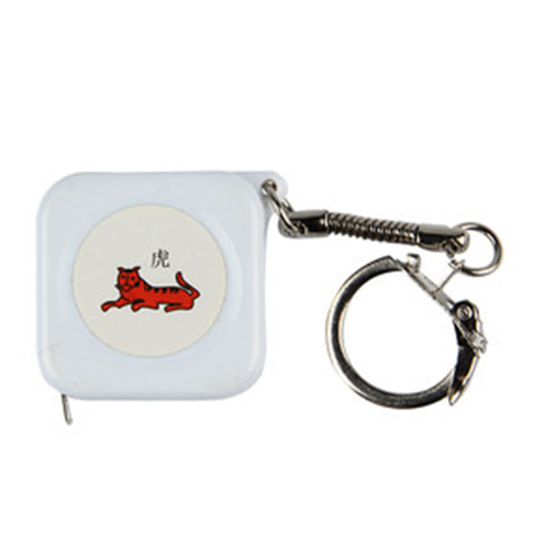 长城精工1米小巧白色方型公制十二生肖钥匙扣礼品卷尺1盒12把卷尺