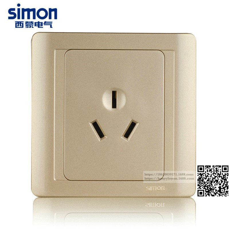 simon 西蒙 55香槟金 16A三孔空调专用插座N51681-56