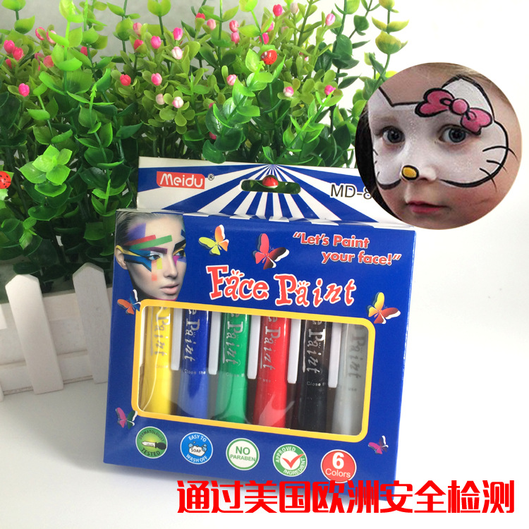 6色人体彩绘蜡笔 儿童脸彩套装 cosplay派对万圣节化妆 无毒水洗