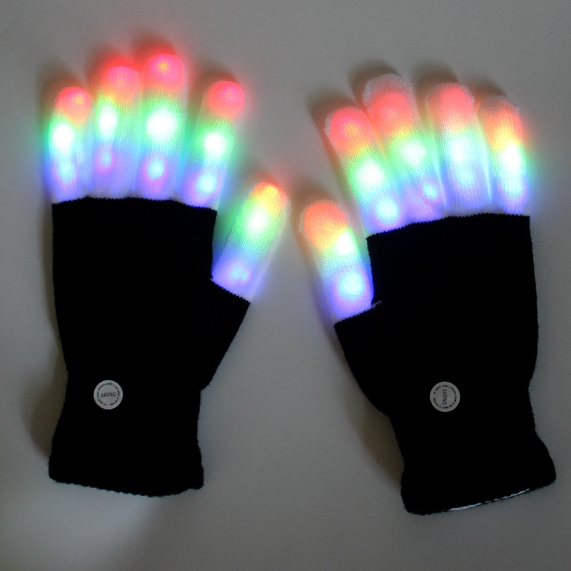 Cross-border exclusive half-finger luminous gloves colorful glitter Halloween party led accessories gloves factory direct sales