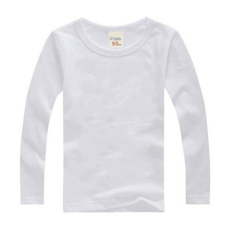 Children's Long-Sleeve Cotton T‑Shirt, School/Teen, Solid Colors, Sizes 80–190 cm (Autumn)