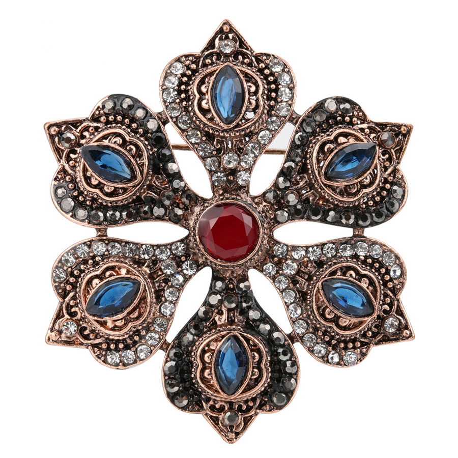 印度复古宫廷风 格巴洛克胸针 胸花 项链吊坠一款两用欧美饰品