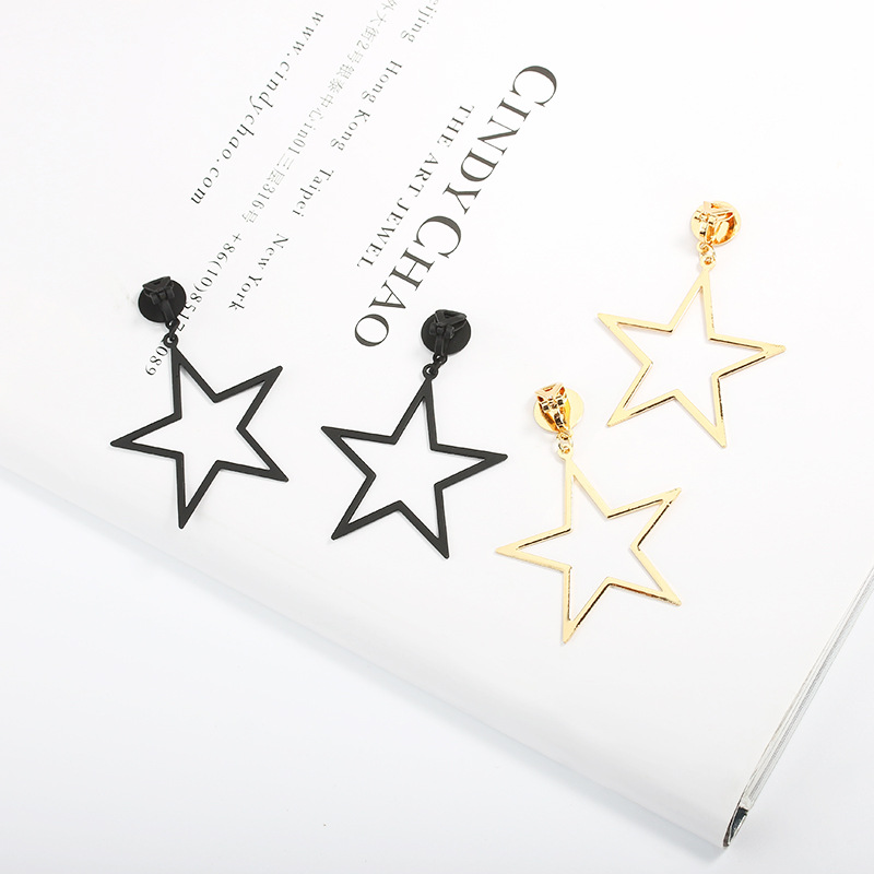 Exaggerated Cutout Pentagram Earrings Wholesale display picture 9
