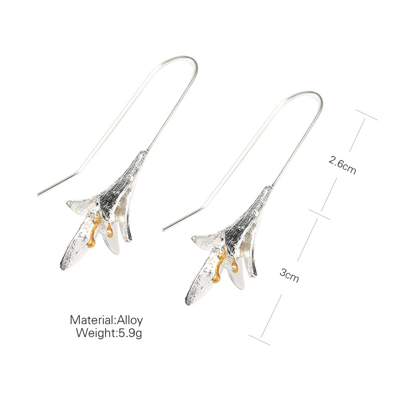 Simple And Elegant Lotus Ear Line Lily Flower Silver-plated Ear Hook Women display picture 2