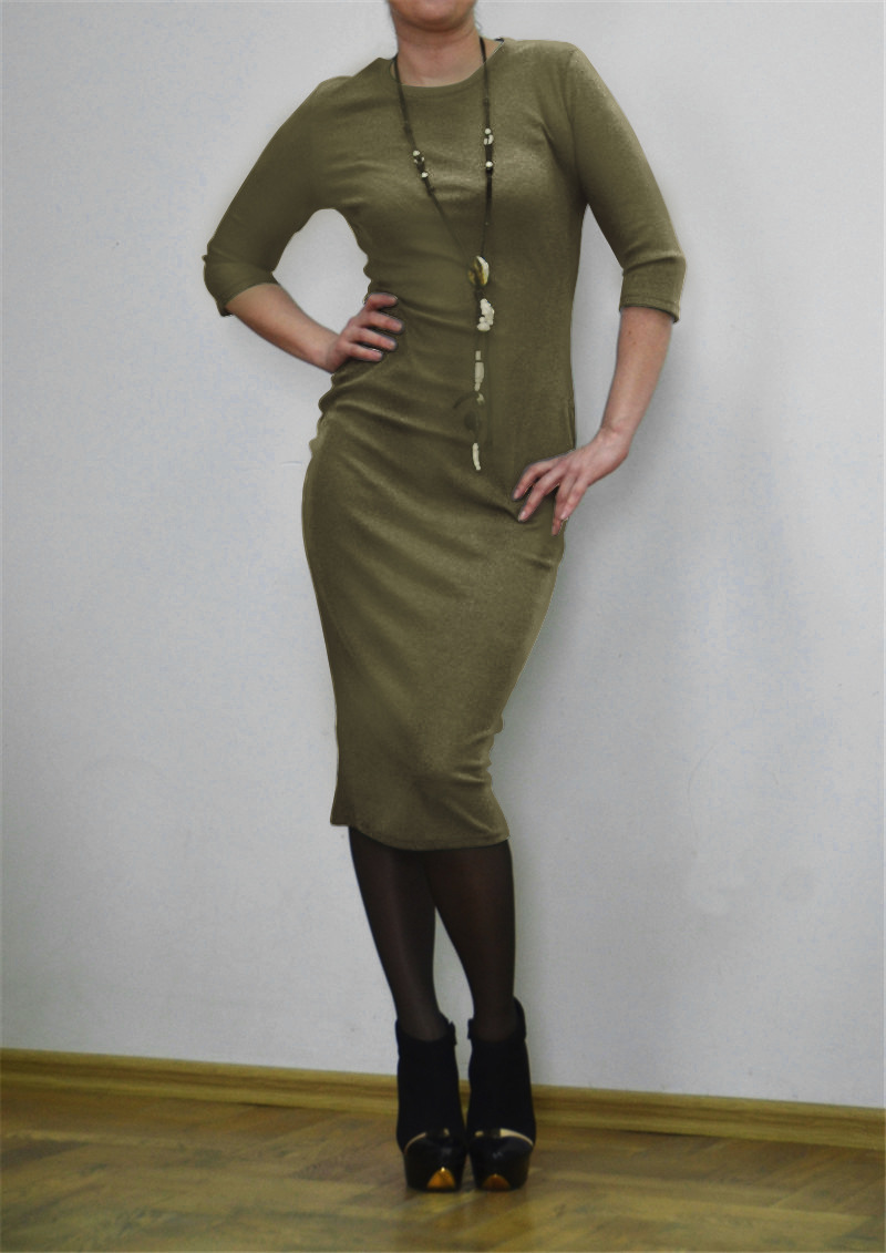 Solid Color Short-Sleeve Bodycon Dress NSYKD50518