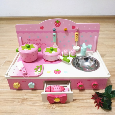 新品草莓仿真煤气灶台公主折叠灶儿童过家家益智女孩做饭玩具