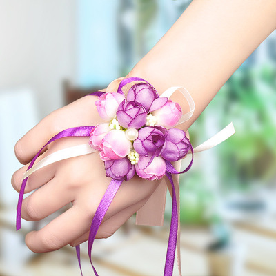 婚庆结婚用品 韩式仿真布艺珍珠手腕花婚礼伴娘手腕花姐妹团手花