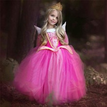歐美女童連衣裙子艾洛公主睡美人演出公主裙灰姑娘兒童禮服代發