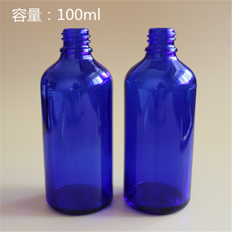 厂家货源100ml蓝色玻璃精油瓶喷雾瓶化妆品香水瓶可配盖现货