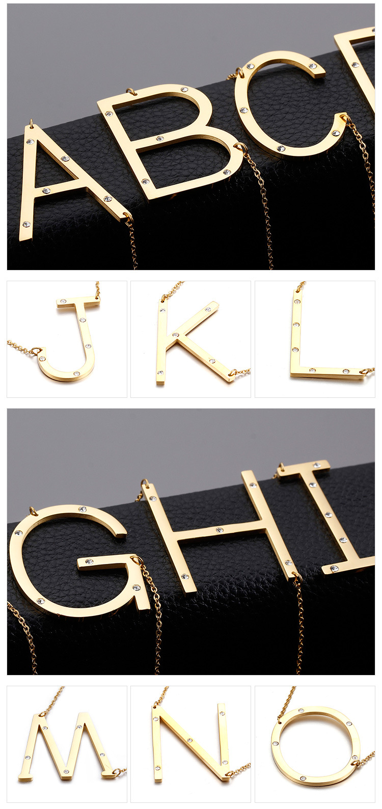 Titanium Steel 18K Gold Plated Fashion Diamond Letter Necklace display picture 3