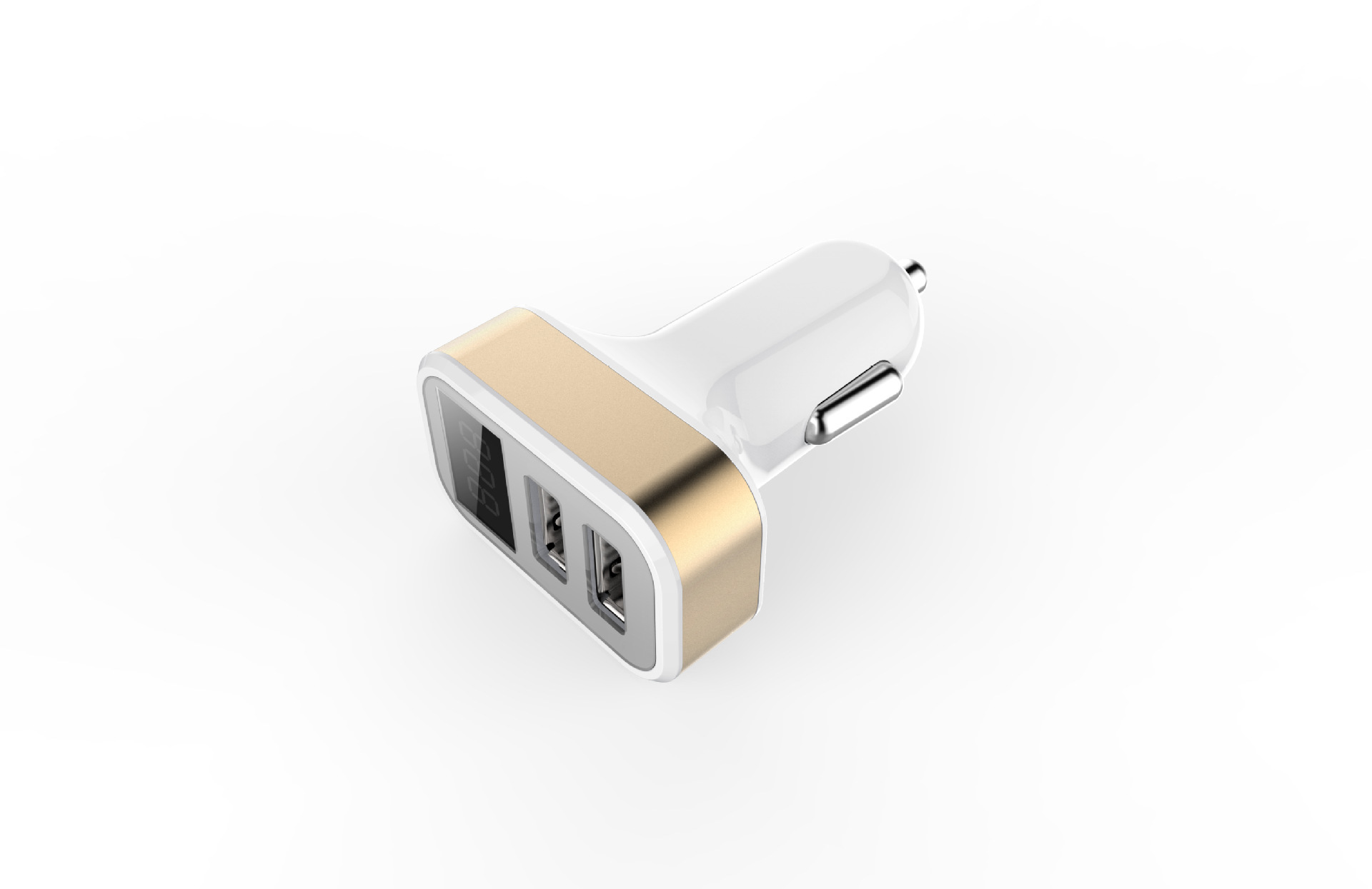 Mini dual USB new car charger with display current and voltage 2USB with digital display car charger