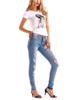 new Europe and United States explosion high waist pants embroider