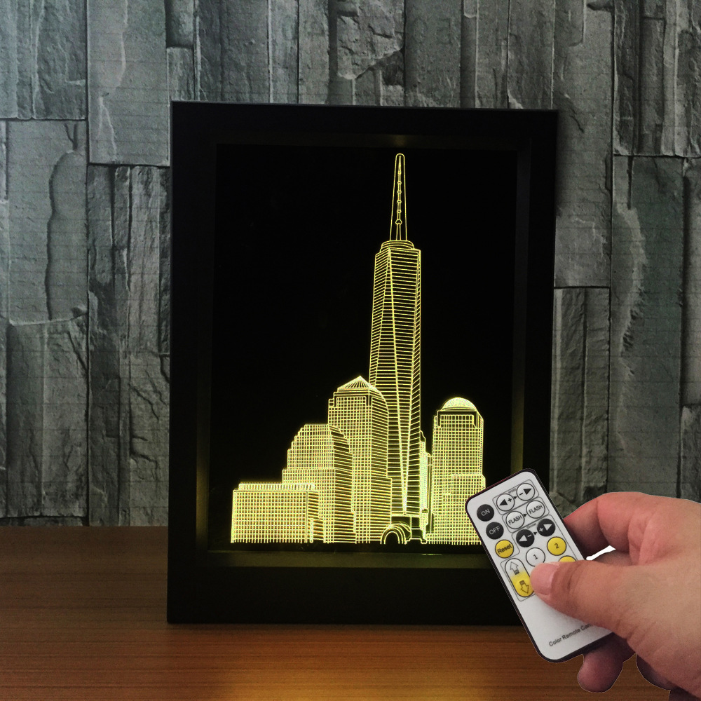 3d灯 相框式遥控触摸七彩变色小夜灯耳机