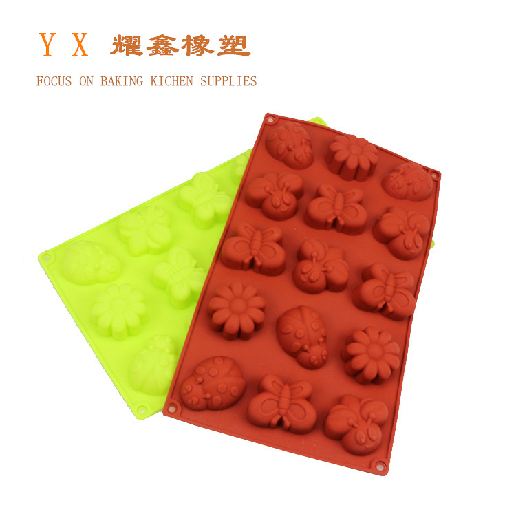 15连昆虫硅胶手工皂模 硅胶肥皂模 蛋糕工具diy silicone制品