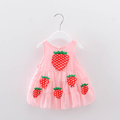 2018 mùa hè cô gái váy 1-4 năm tuổi bé bé voan dâu tây ăn mặc trẻ sơ sinh con vest váy bán buôn