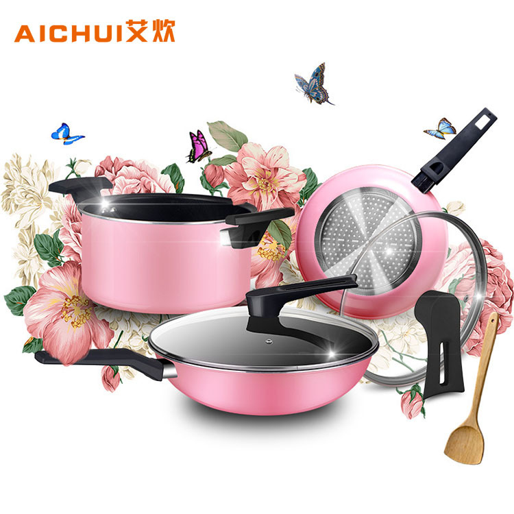 Manufacture machining non-stick cookware Wok Soup pot Cast pot stretching The milk pot Soup pot Hot Pot gift suit Cookware