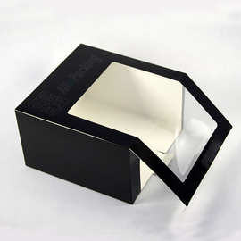 新品上市光亮面纯黑色窗口卡纸衣帽包装盒通用礼品盒现货可定制
