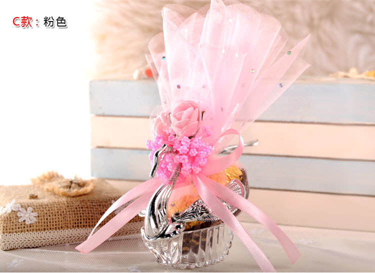 欧式创意水晶小天鹅喜糖盒 西式婚礼糖果盒子婚庆用品塑料喜糖盒详情图12