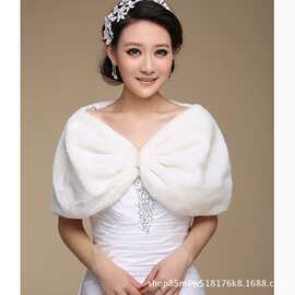 秋冬款保暖一字坎肩平毛套头坎肩披风外套新娘结婚礼服旗袍毛披肩