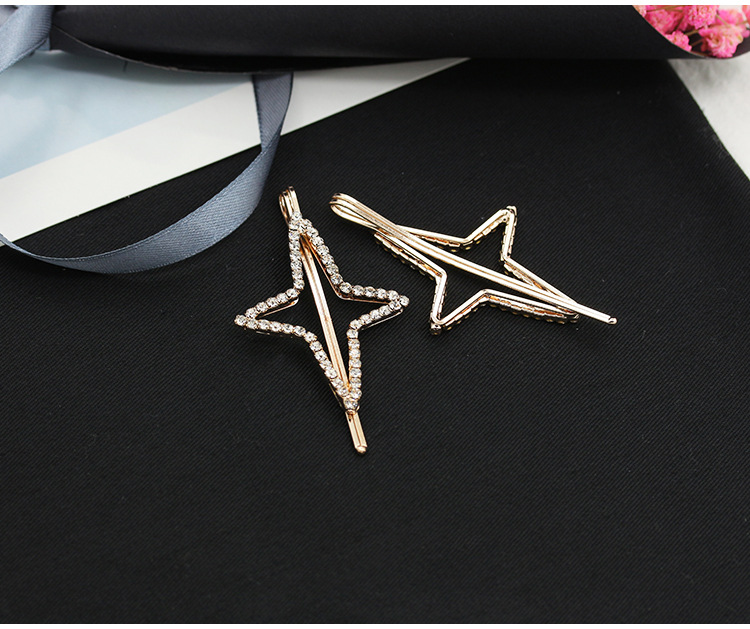 New Korean Alloy Rhinestone Love Flower Diamond Hairpin Starfish Bangs Clip Wholesale display picture 3
