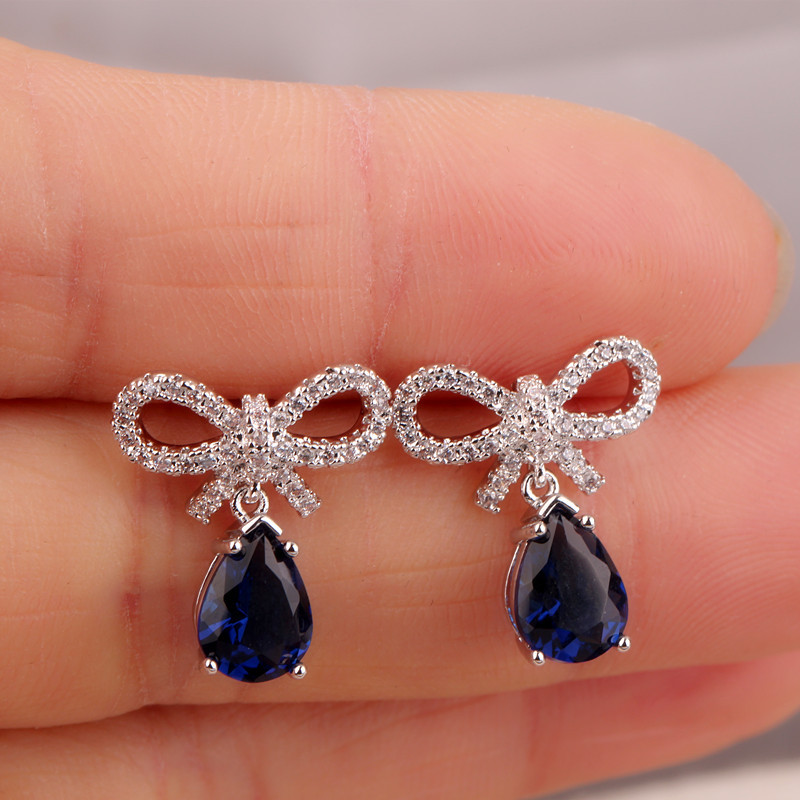 Daily Occasion 1 Pair Elegant Bow Knot Inlay Copper Alloy Artificial Pearls Zircon White Gold Plated Drop Earrings