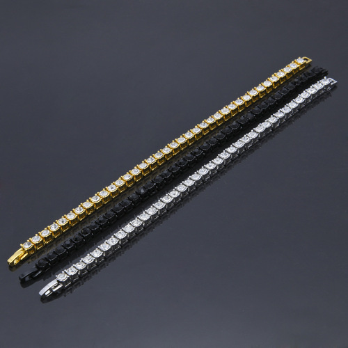 Cross-border hip-hop jewelry full of rhinestones 5mm tennis chain row bracelet men's fashion trend hand jewelry wholesale