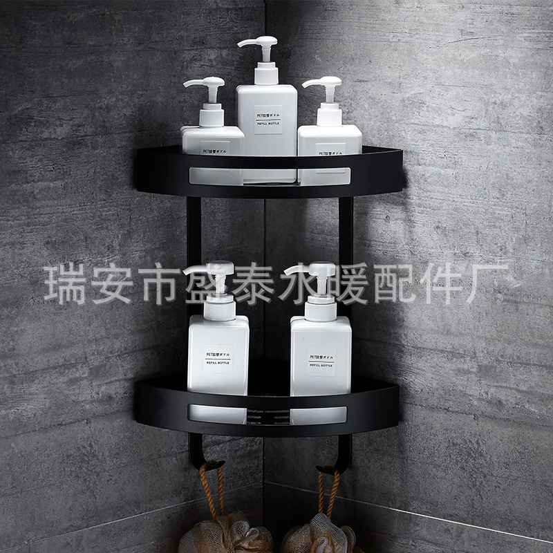 304 不锈钢黑色仿古置物架 三角篮  欧式浴室角架 四方网篮转角架