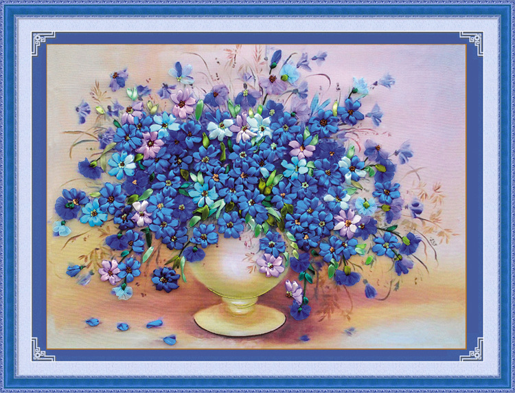 Oujin nianhua Bordado Cinta Directa de Fábrica de impresión en color pintura colgante Azul fragancia sala de estar decoración de entrada