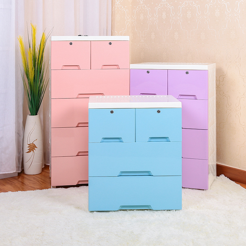 廠家直銷純色塑料抽屜式收納櫃寶寶衣櫃床頭儲物櫃兒童玩具整理箱